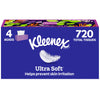 Kleenex Ultra Soft Facial Tissues, 4 Flat Boxes, 180 Tissues per Box