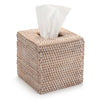 Rattan Tissue Box Cover Natural Woven Facial Napkin Holder Square (White, 5.5x5.5x5.9 Inch)