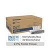 Georgia-Pacific Pacific Blue Basic 2-Ply Facial Tissue (47410), 100 Sheets Per Box, 30 Flat Boxes Per Bulk Case