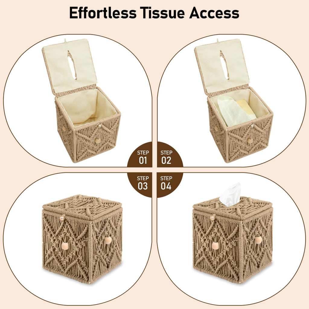 KaloKalo Tissue Box Cover Decorative Square Paper Holder for Bathroom