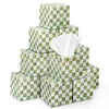 FunooFuno 12 Pack Checkered Tissue Cube Box Cube 3 Ply Facial Paper, Green