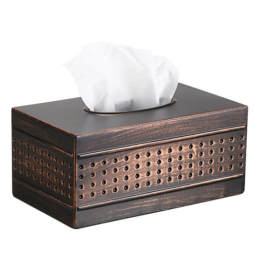 Sumnacon Vintage Tissue Box Cover Rectangle Metal Tissue Box Holder,Bronze