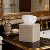 Sand Stone-Look Square Tissue Box Cover, Luxury Beige Cube Tissue Box Case