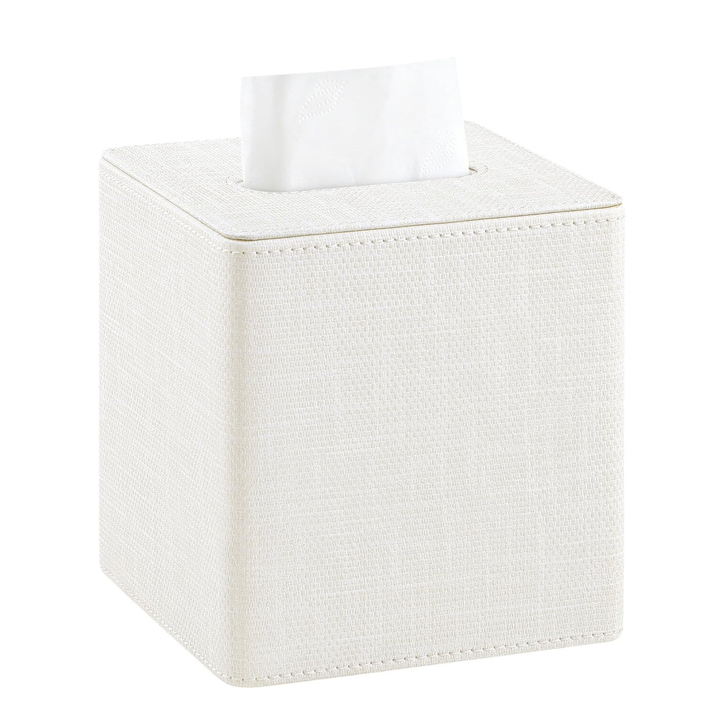 Cretkhp PU Leather Square Tissue Box Cover Tissue Box Holder Cube (Cream)
