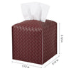 Tissue Box Cover Square Leather Facial Paper Holder, Dark red