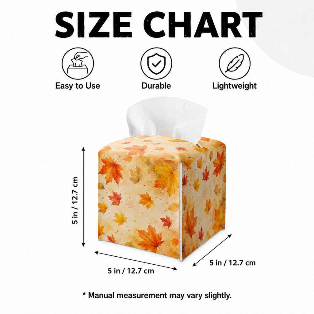 Minimalism Fall Autumn Tissue Box Square, Maple Leaves Tissue Box for Thanksgiving.
