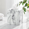 mDesign Metal Square Tissue Box Cover, Modern Facial Paper Holder - Accessories for Bathroom Vanity Countertop, Bedroom Dresser, Night Stand, Desk, Office and End Table - Unity Collection - Marble