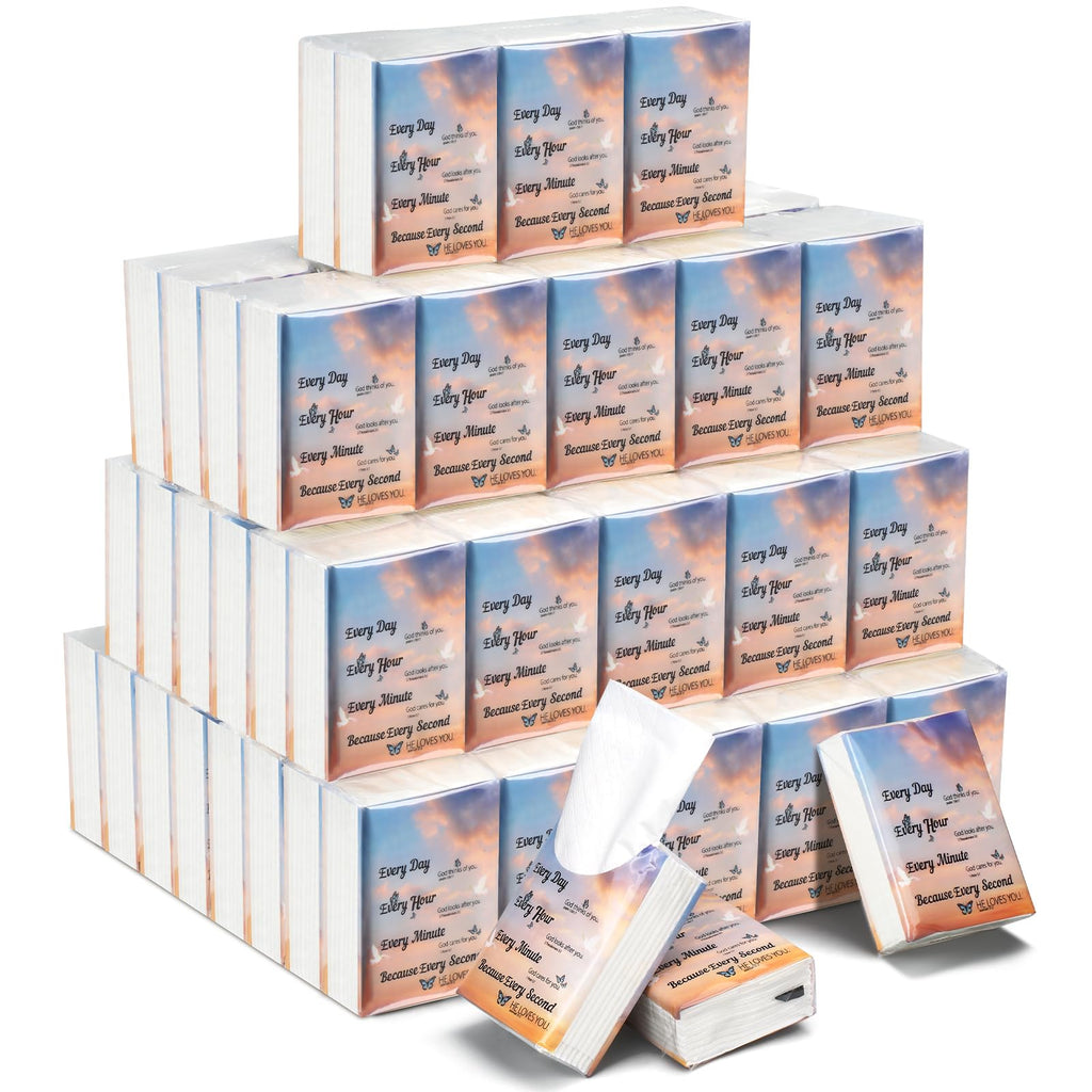 Therwen 100 Pack Pocket Tissues Travel Bulk 1000 Sheet, Bible