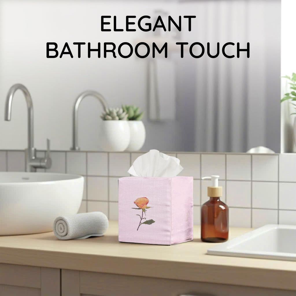 Square Tissue Box Cover Cute Set of 2, Rose & Bird of Paradise