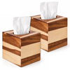 2 Pcs Wooden Tissue Box Cover with Brown Wood for Bathroom, Farmhouse Decor