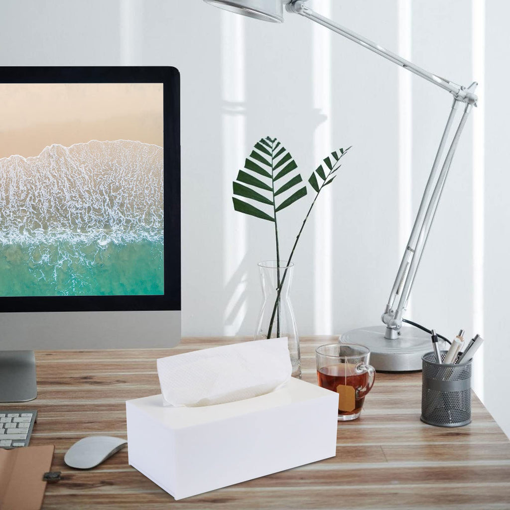 Acrylic Tissue Box Cover Rectangle, PITBVO White Tissue Box Holder