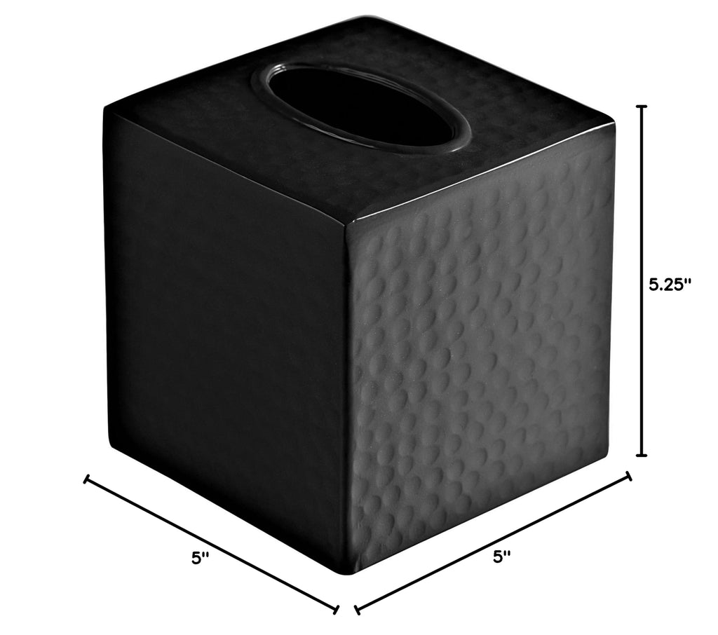 Monarch Abode Tissue Box Cover Square – Hand Hammered Black Metal Tissue Holder Box for Bathroom Accessory, Aesthetic Decorative Facial Napkin Cube for Modern Home Decor