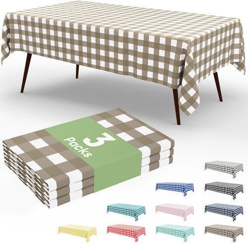 Smiry Disposable Rectangle Plastic 54 x 108 Inch Table Cloth 3 Pack