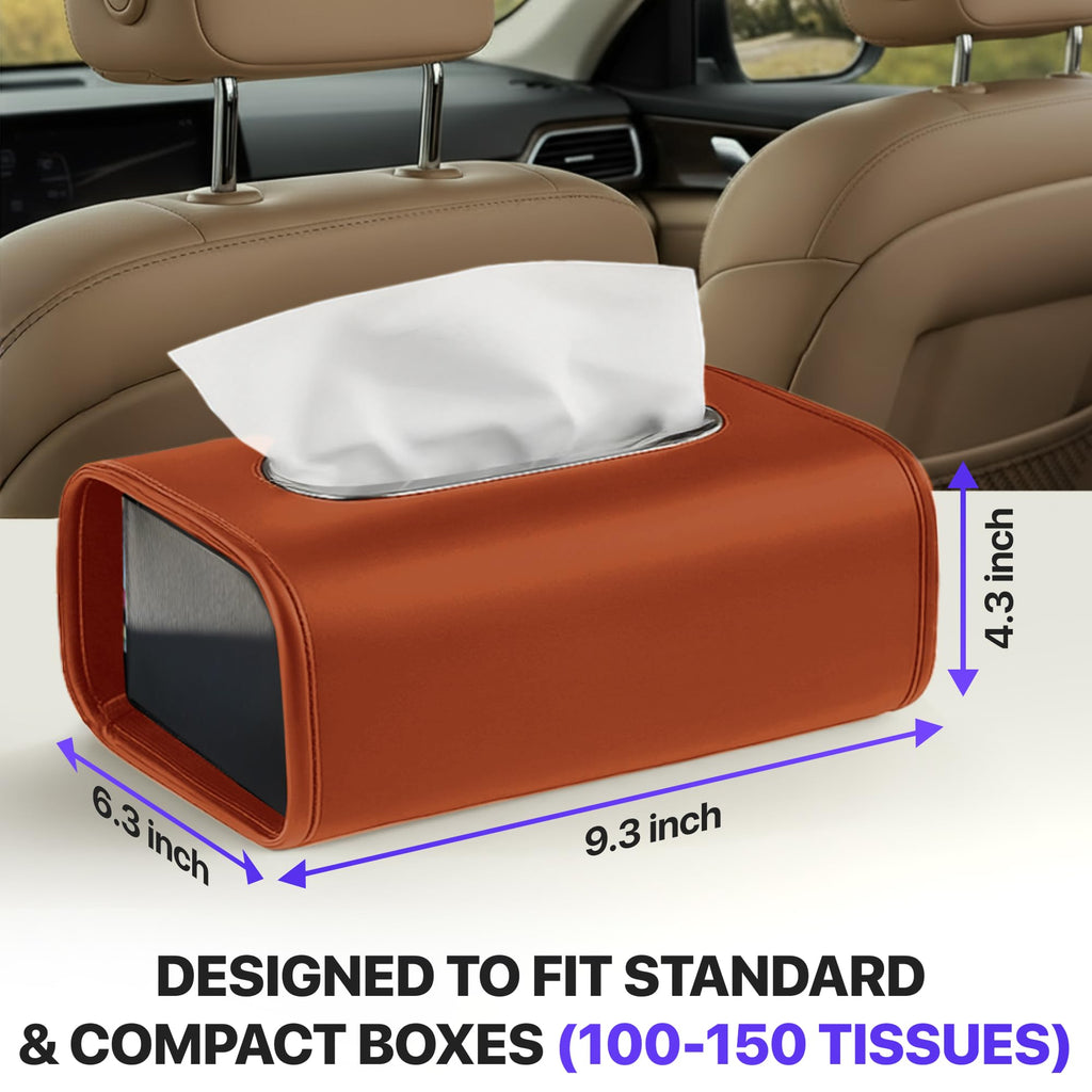 Lucrum Extra Large Car Tissue Holder - PU Leather Tissue Box Cover