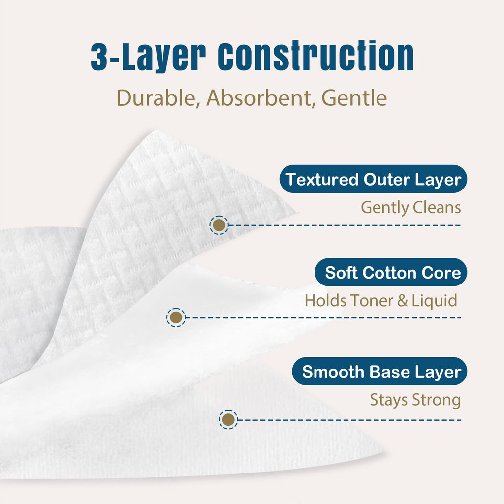 Ourmed Life Large Cotton Pads for Face, 3 x 3 Makeup Remover Pads, 120 ct