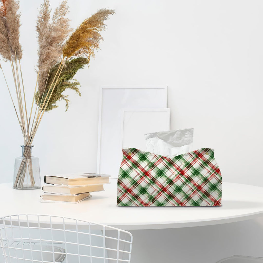 PaJiaNi Red Green Christmas Tissue Box Cover Rectangle for Holiday Decor