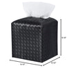 Tissue Box Cover Square Leather Facial Paper Holder, Black