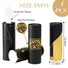 4 Pack Black Car Tissue Holder with 3-Ply Facial Tissues Bulk, Gold Foil