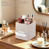 Square PU Leather Tissue Box Cover with Top Storage Tray,Tissues Dispenser
