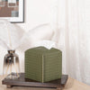 Tissue Box Cover Square Leather Facial Paper Holder, Olive Green
