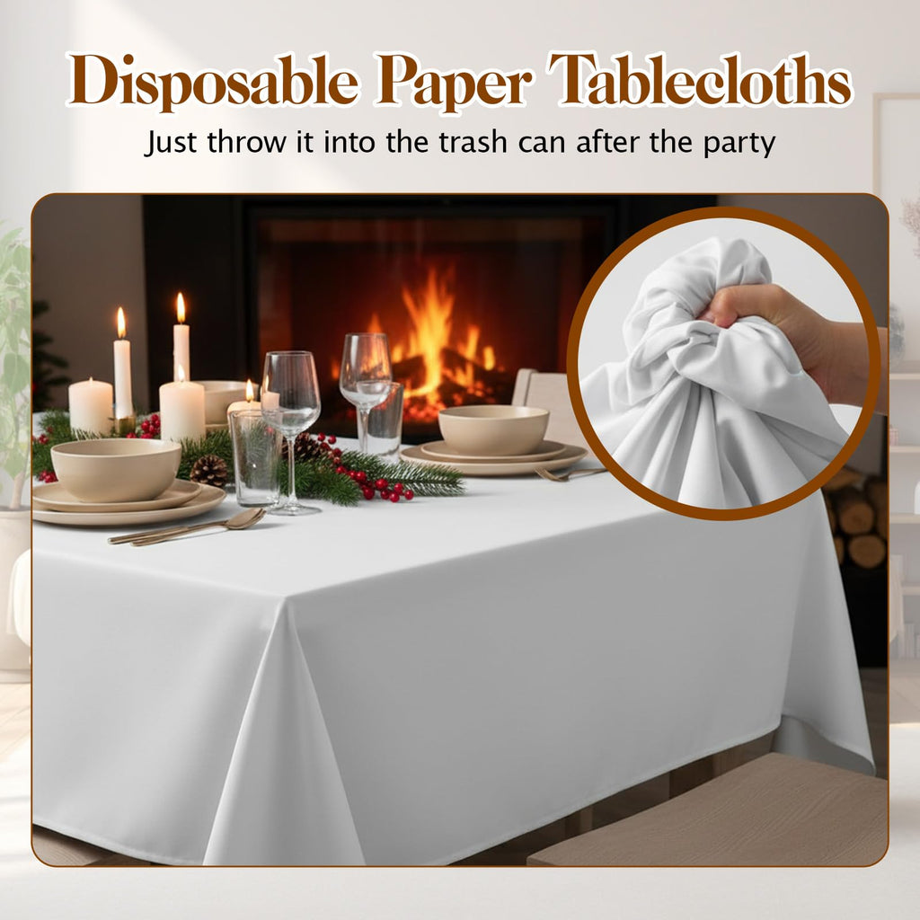 KongTiva 15 Pack White Paper Tablecloths for Rectangle Tables 55 x 108 Inch