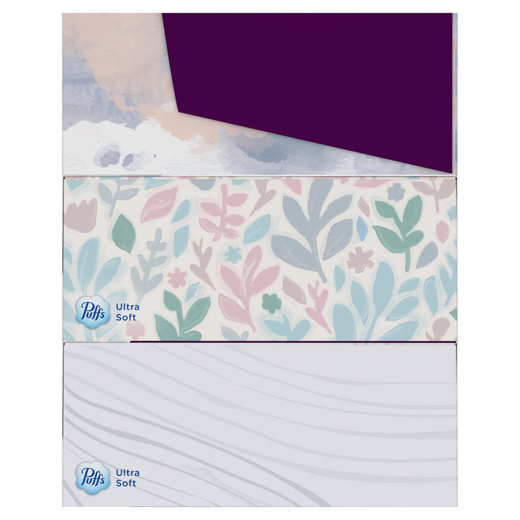 Puffs Facial Tissues Ultra Soft, 24 Family Rectangle Boxes, 124 Facial Tissues per Box, Allergies and Colds (Packaging May Vary)