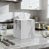 2 Pack Tissue Box Cover, Square Plastic Tissue Holder Non-Slip Base, Marble
