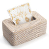 Rattan Tissue Box Cover Rectangular 10 x 6.1 x 4.1 Inch (White)