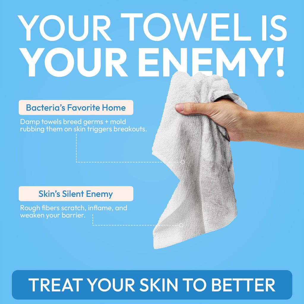 FOMIN Disposable Face Towels - 100 Count XL Biodegradable Facial Washcloths