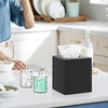 Square Tissue Box Cover with 2 Pcs Clear Qtip Holder Dispenser, Black