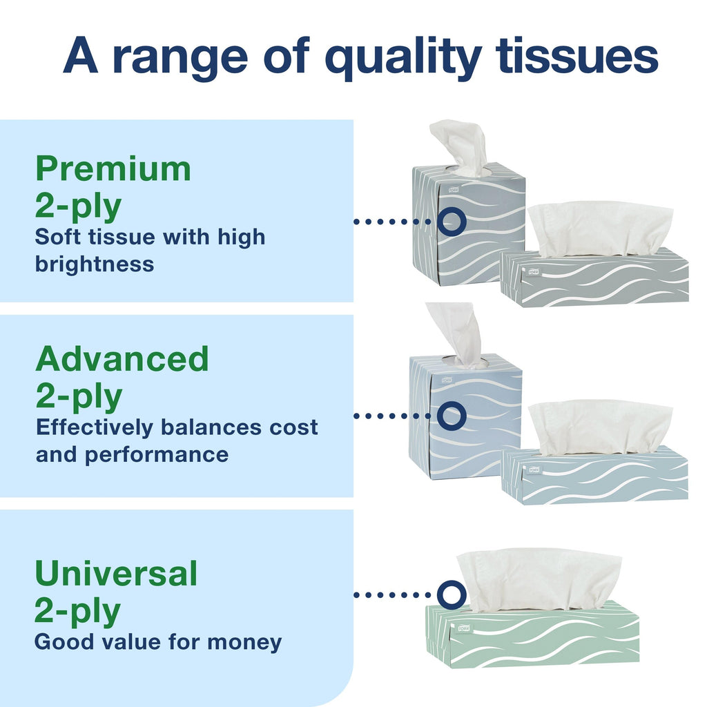 Tork Universal Facial Tissue Flat Box White, 2-ply, 30 x 100, TF6710A