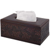 Antique PU Leather Tissue Box Holder Cover Rectangular Napkin Case Dispenser,Home Office Car Tissue Holder with Magnetic Bottom,Facial Tissue Organizer (Retro)
