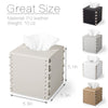 Tissue Box Cover PU Leather Tissue Holder Square Decorative Home Decor Cube Boxes for Bathroom, Kitchen, Nightstand, Office Desk Essentials, Griege