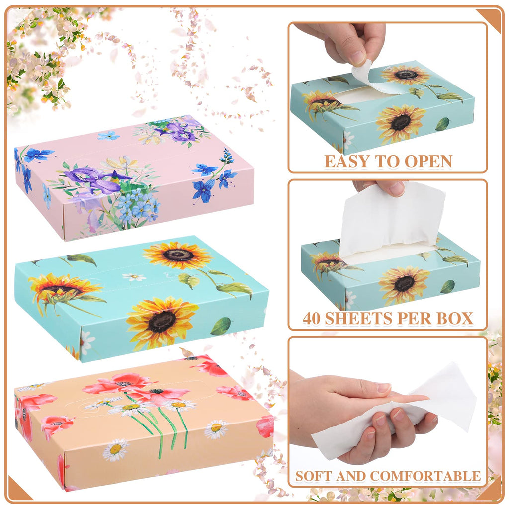 Taobary 24 Packs Flower Small Tissue Cube Box for Car 2 Ply 960 Sheets