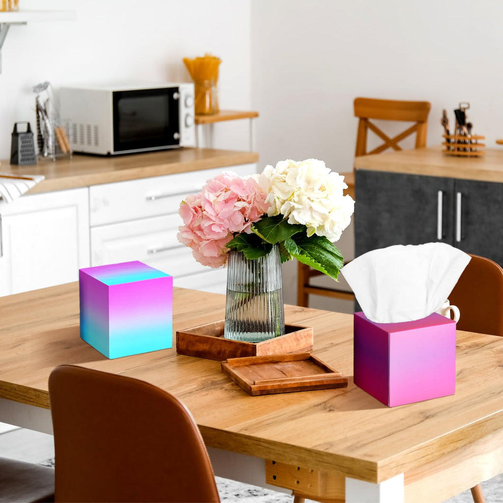 Fourluoo 12 Pack Facial Tissues Cube Boxes Face Box 600 Sheets 3 Ply Soft Paper Square Tissues Bulk for Car Pocket Toilet Household Bedroom Family(Gradient Color)