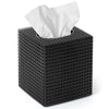 Tissue Box Cover, Square Acrylic Tissue Holder for Bathroom Vanity, Black