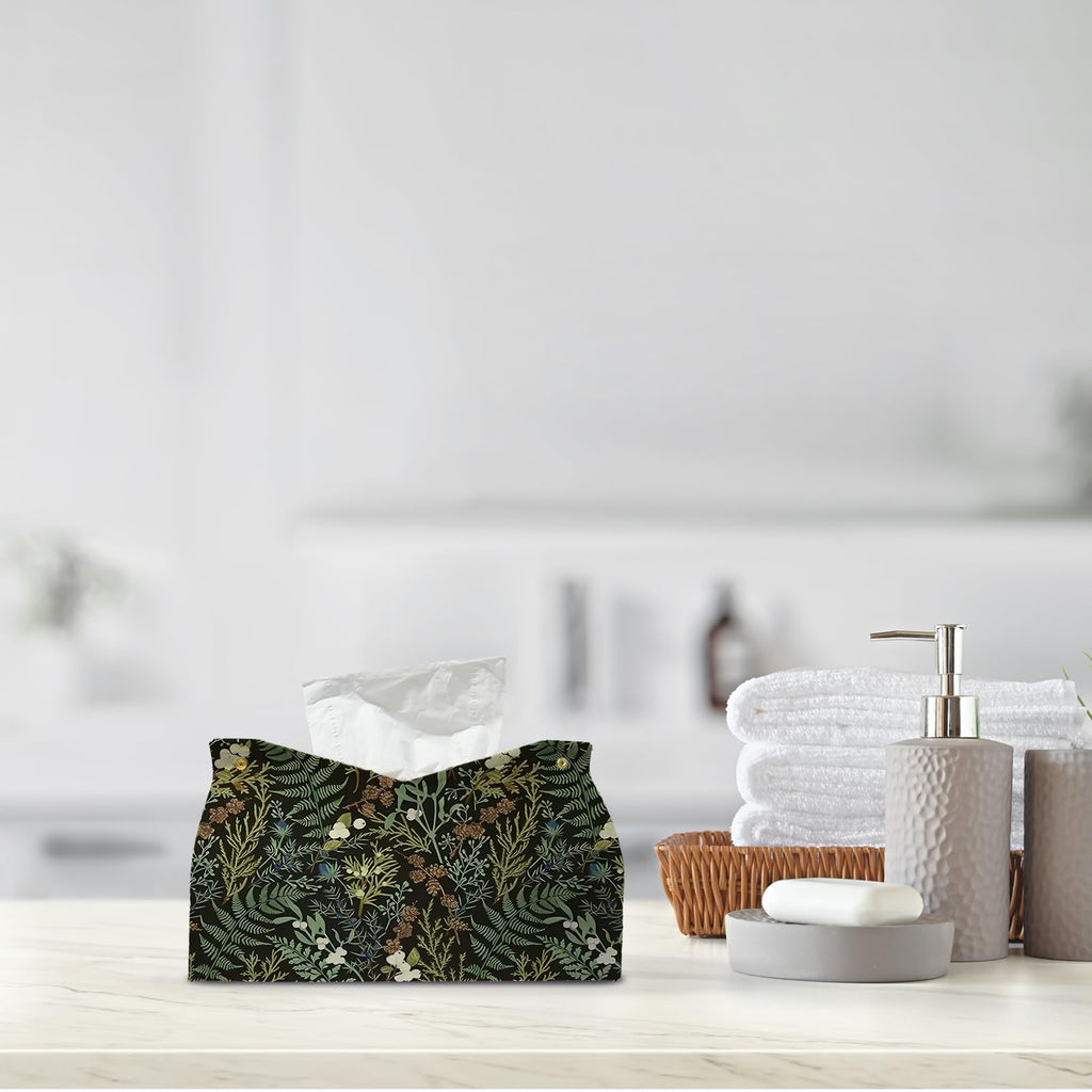 PaJiaNi Dark Green Botanical Tissue Box Cover Rectangle for Office Decor