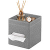 Square PU Leather Tissue Box Cover with Top Storage Tray,Tissues Dispenser