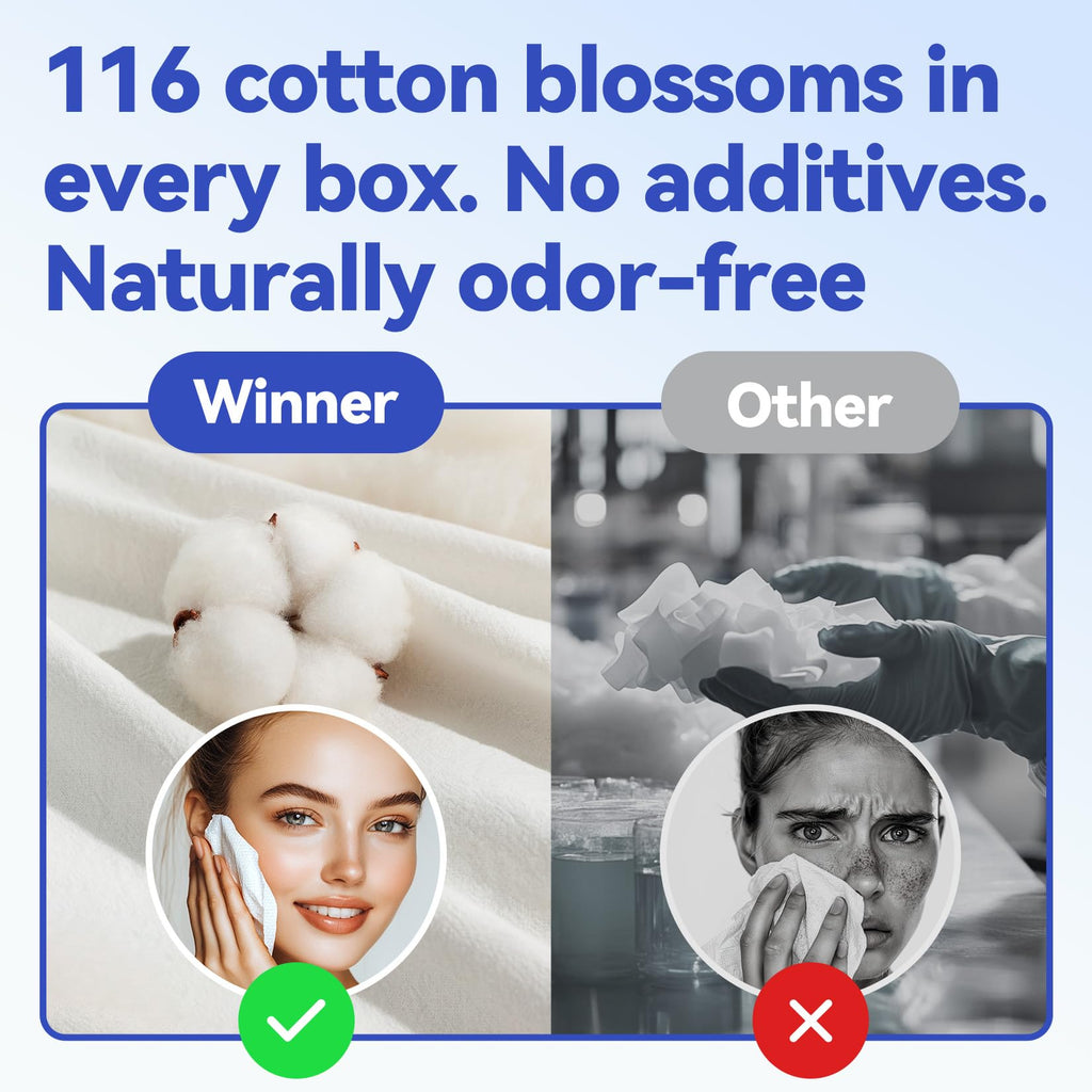 Winner XL Disposable Face Towels, 100% Cotton, 220 Count (Pack of 4)