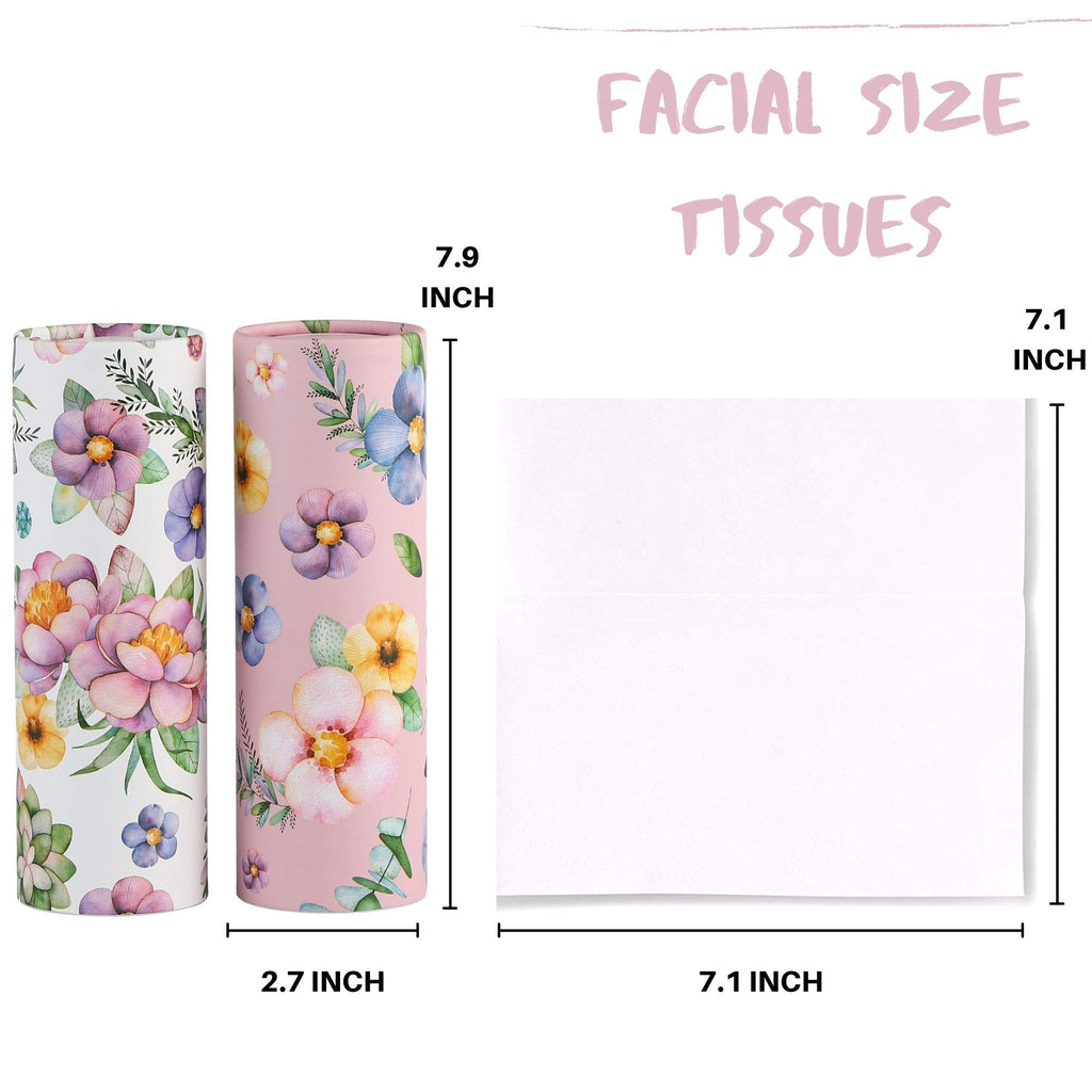200 Sheets Car Tissues Holder with Facial Tissues 3-ply Travel Tissue Tubes 4 PK Tissues Box Container Perfect Fit for Car Cup Holder Cylinder (Pink)