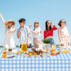 2 Pack Light Blue Gingham Tablecloth Rectangular Pale Blue and White Checkered Tablecloths Disposable Plastic Plaid Table Cover for Parties, Outdoor Picnic, Birthday, Wedding, Camping 54 × 108 Inch