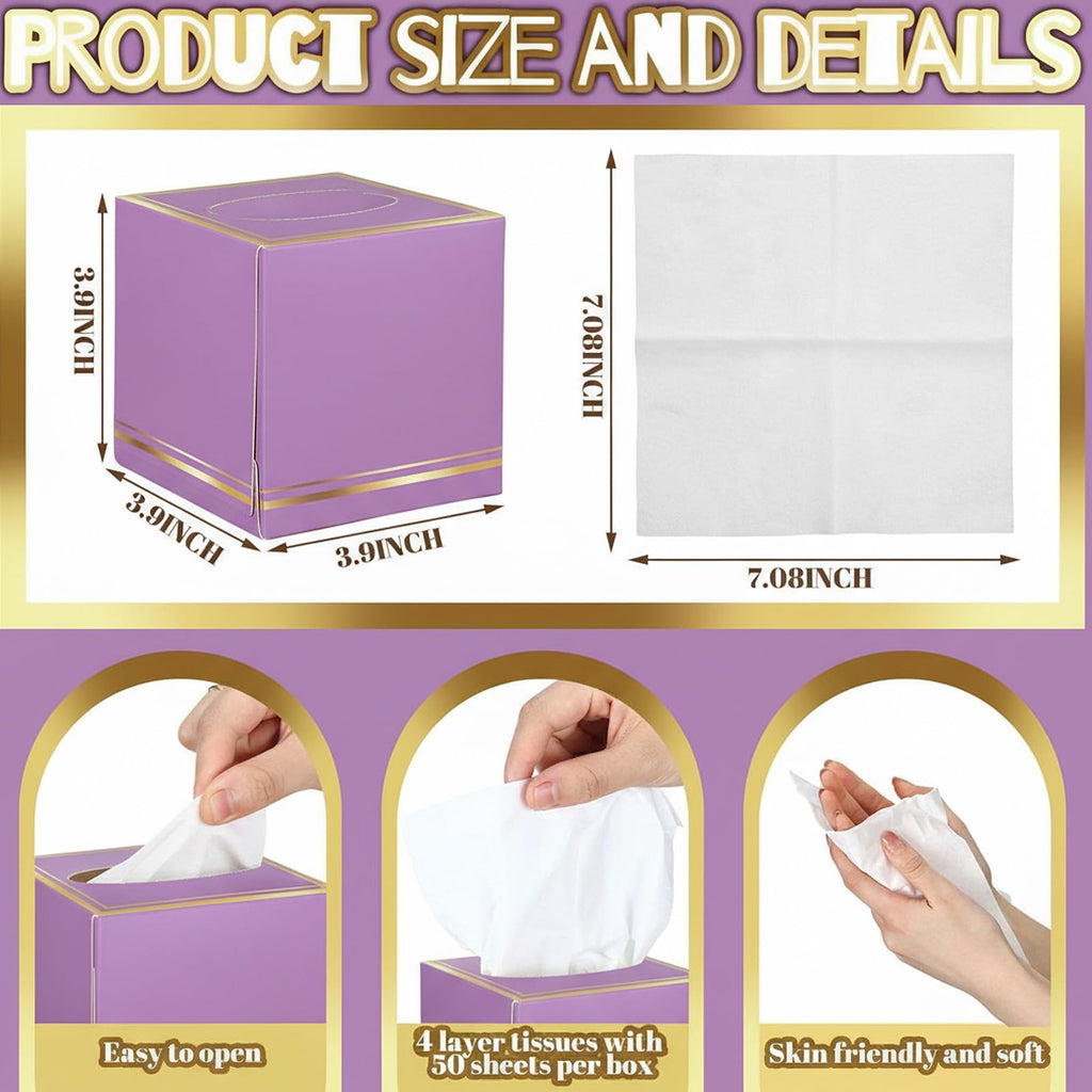 Fourluoo 12 Pack Facial Tissues Cube Boxes Face Box 600 Sheets 3 Ply Soft Paper Square Tissues Bulk for Car Pocket Toilet Household Bedroom Family(Colorful)