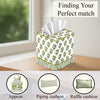 CPC 100% Cotton Ruffle Block Print Tissue Box Cover, Emerald Green