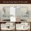 Monarch Abode Tissue Box Cover Square – Handcrafted Border Embossed White Metal Tissue Holder Box for Bathroom Accessory, Aesthetic Decorative Facial Napkin Cube for Modern Home Decor