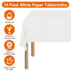 xozeooeu 15 Pack White Paper Tablecloths for Rectangle Tables 55 x 108 Inch, 3 Ply Disposable Table Cloths with Plastic Backing for Wedding, Birthday Party, Banquet