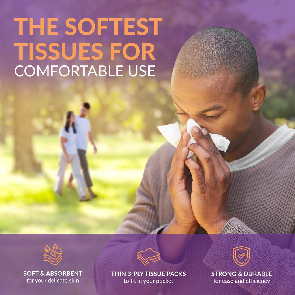 PAMI Ultra-Soft 3-Ply Pocket Tissues,Portable,Strong & Absorbent,8 x 10 Ct