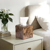 Natural Marble Square Tissue Box Cover,Stone Modern Decorative Sturdy Napkin Box Holder Case,Facial Paper Organizer for Bathroom Vanity Toilet Countertop,Kitchen (1, Dark Brown, 5.71 * 5.71 * 5.51)