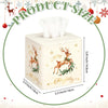 Thyle 2 Pcs Christmas Square Tissue Box Cover PU Leather Christmas Tree Reindeer Tissue Box Holder Closure Xmas Decorations Cube Napkin Holder for Kitchen Car Home Office Living Room Bedroom