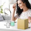 Square Tissue Box Cover with 2 Pcs Clear Qtip Holder Dispenser, Gold