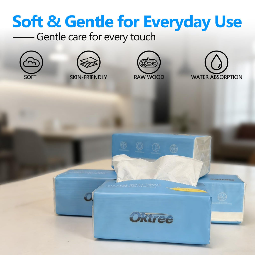 Oktree Tissues, 4-Ply Ultra Soft Facial Tissues, 4 Packs